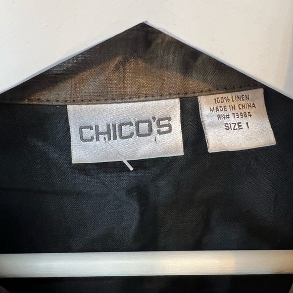 CHICOS WAXXED LINEN COPPER JACKET BLAZER SHORT SLEEVE TOO CUTE EUC SIZE 1 M - Picture 9 of 16